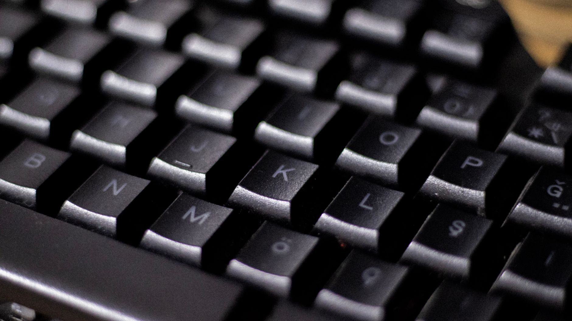 Detailed view of black keyboard keys